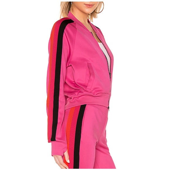 Pam & Gela Jackets & Blazers - Pam & Gela Pink Crop Track Jacket / Side Stripes